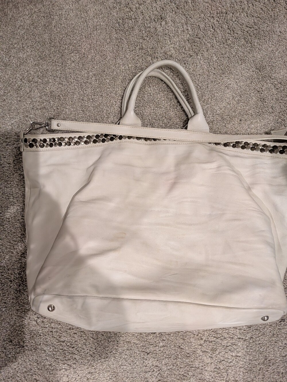 Antonio Cristiano Studded Italian Leather Slouchy Tote with Stud Accents